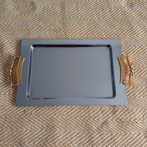Vintage Kromex Chrome Metal Rectangle Serving Tray - Picture 1 of 7